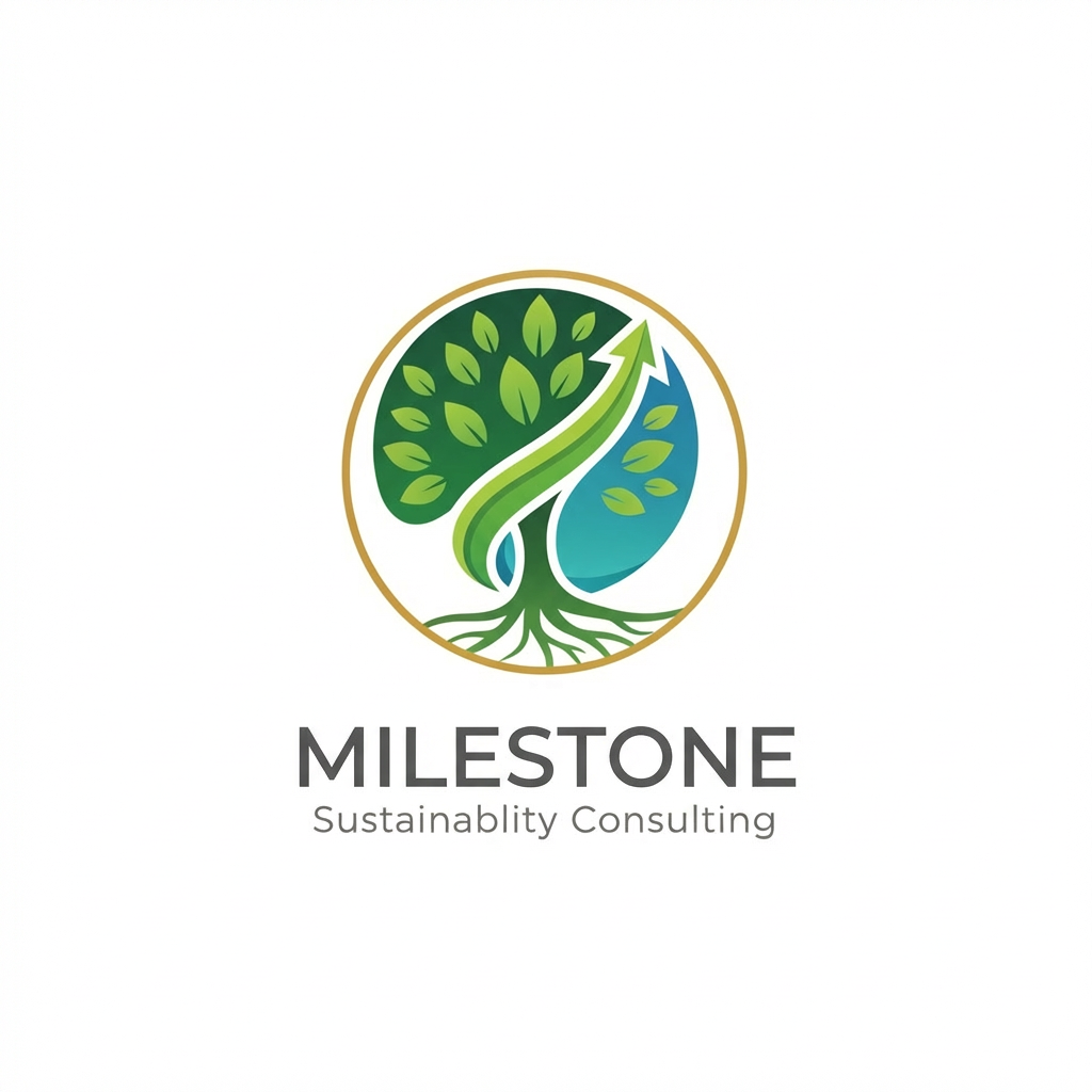 Logo for ECOSOLVE Sustainablity Consulting featuring a stylized tree and an upward-pointing arrow.